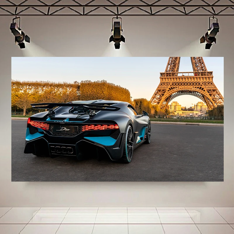 تابلو بوم طرح برج ایفل و ماشین مدل Bugatti Divo کد AR2650