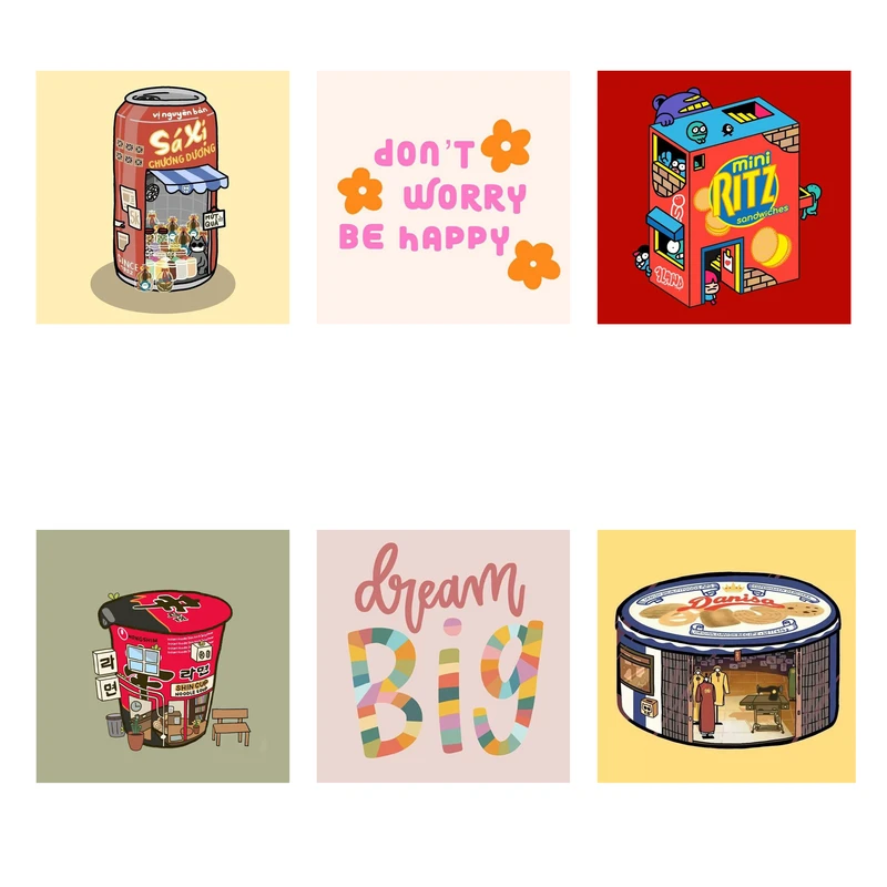  مگنت گلاک طرح تایپوگرافی و غذا کد MF3 بسته شش عددی