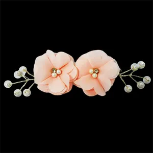 گل مصنوعی مدل گل پارچه ای مدل مروارید دار  کد115 بسته 3 عددی