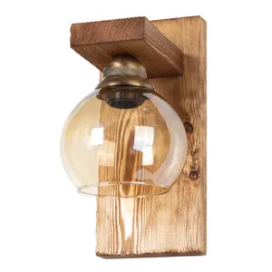 چراغ دیواری ای دی ام وود مدل چوبی حبابی کد W-50