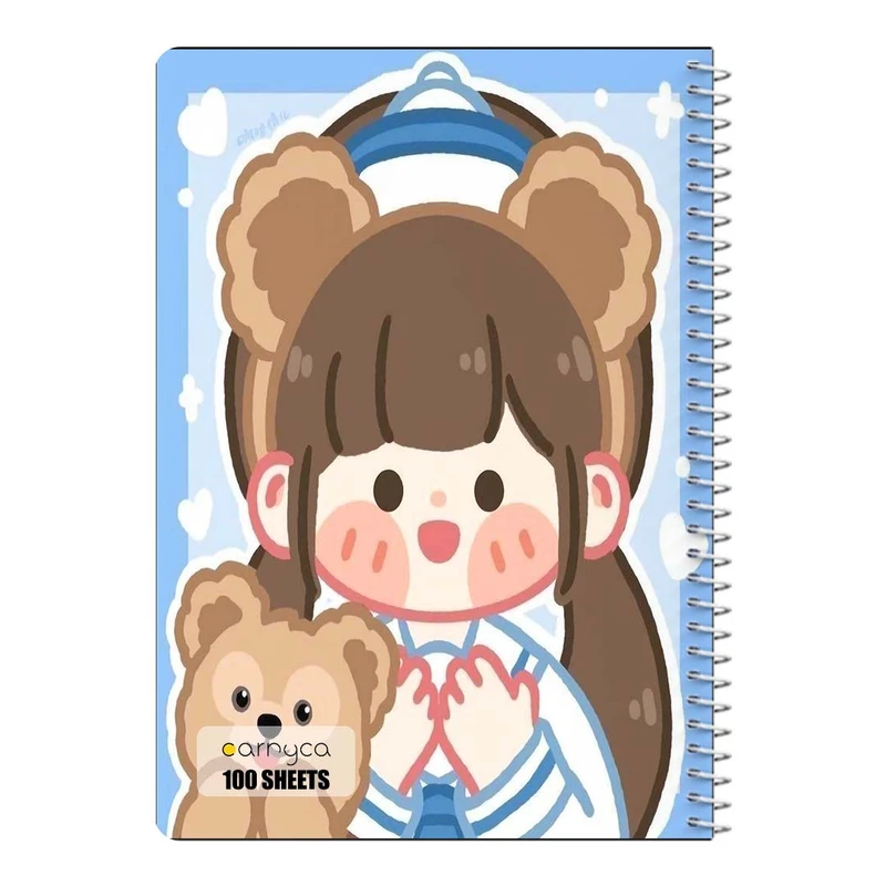 دفتر مشق 100 برگ سیمی کارنیکا طرح دختر کیوت Cute Girl کد 79434