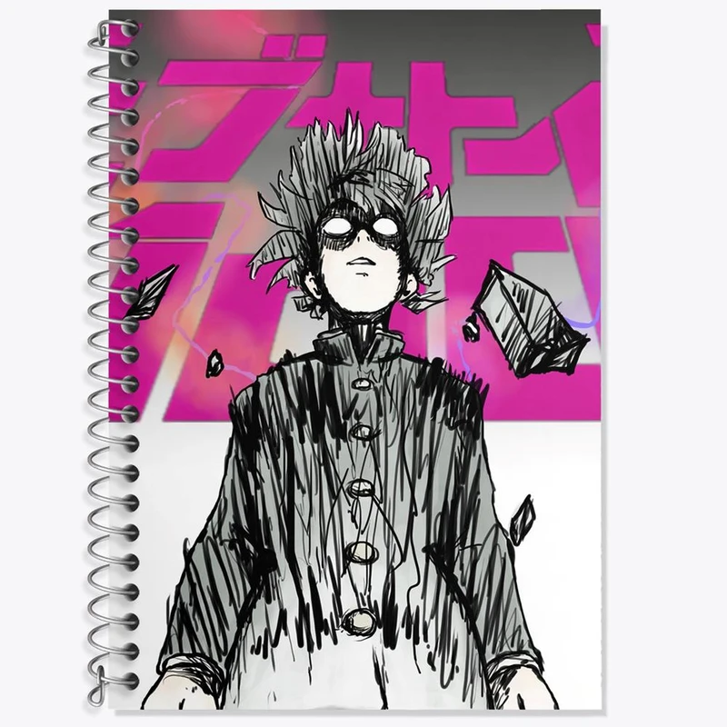دفتر زبان 50 برگ خندالو مدل دو خط طرح ریتسو انیمه موب سایکو Mob Psycho 100 کد 24494