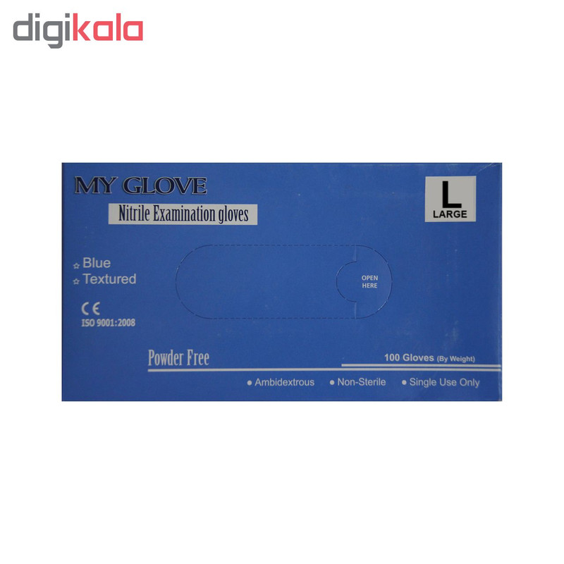 دستکش لاتکس بدون پودر کشی سایز Large بسته 100 عددی