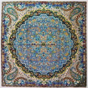 رومیزی ترمه ابریشم عدل طرح شاه ولی