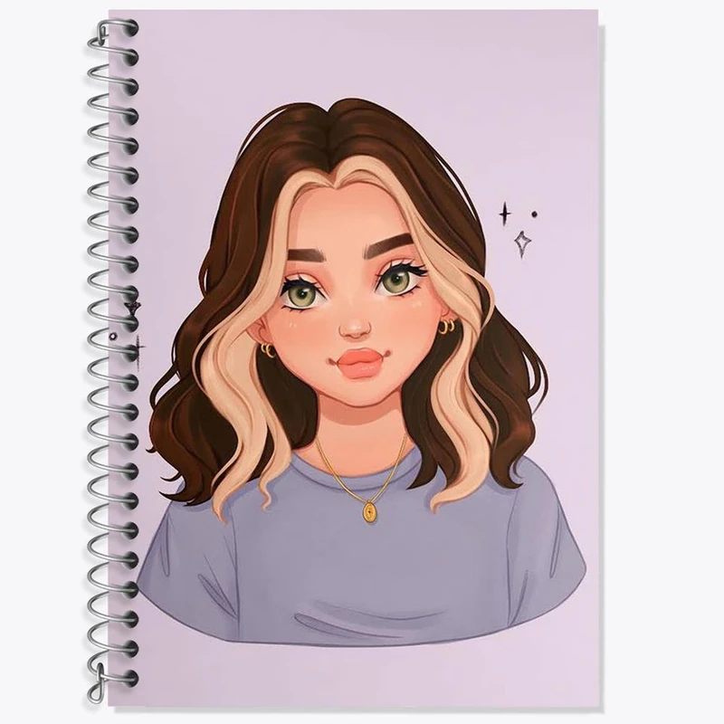 دفتر زبان 50 برگ خندالو مدل دو خط طرح دخترانه کد 25652