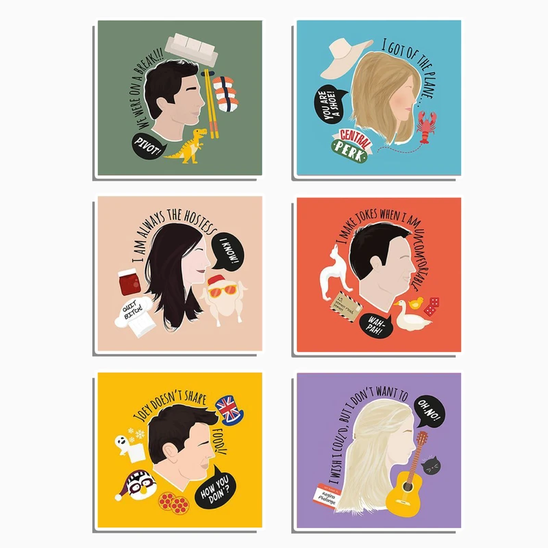 استیکر لپ تاپ و موبایل گوفی طرح سریال فرندز مجموعه 6 عددی 