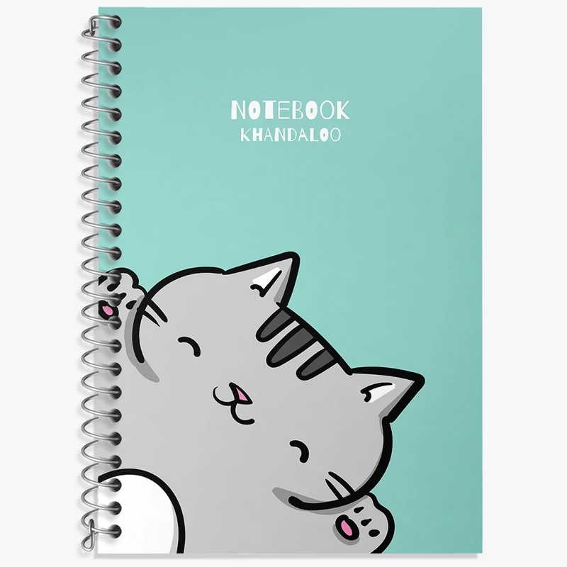 دفتر زبان 50 برگ خندالو مدل سه خط طرح گربه کیوت کد N953