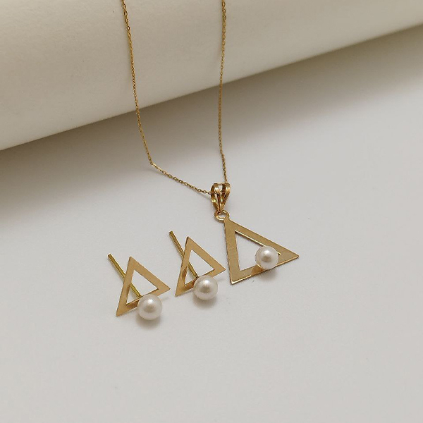 نیم ست طلا 18 عیار زنانه گنجینه هنر خوش نشین مدل مثلث کد N21