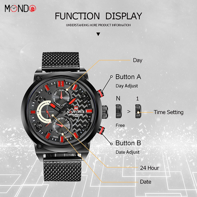 ساعت مچی عقربه‌ای مردانه نیوی فورس مدل سه موتوره m