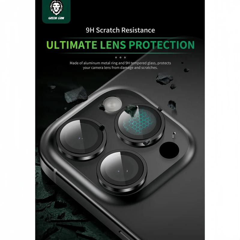 محافظ لنز دوربین گرین لاین مدل Hd Plus Camera Lens مناسب برای گوشی موبایل اپل iPhone 16 Pro Max / 16 Pro