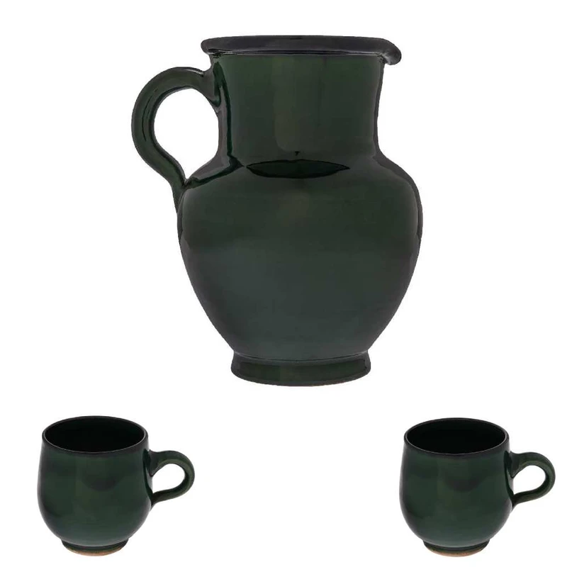 ست 3 تکه پارچ و لیوان سفالی مدل یاقوت