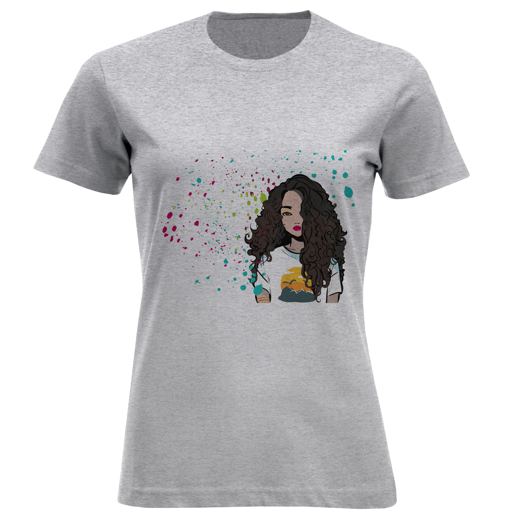 تی شرت آستین کوتاه زنانه مدل دخترموفرفری D974