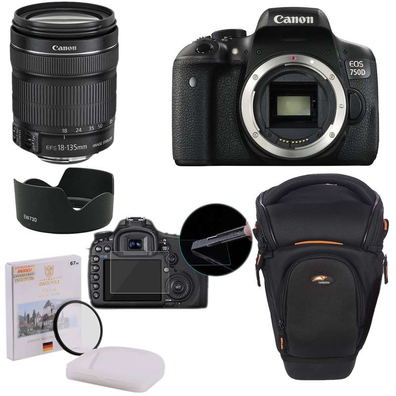 پک دوربین عکاسی کانن 750D به همراه لنز 18_135 STM