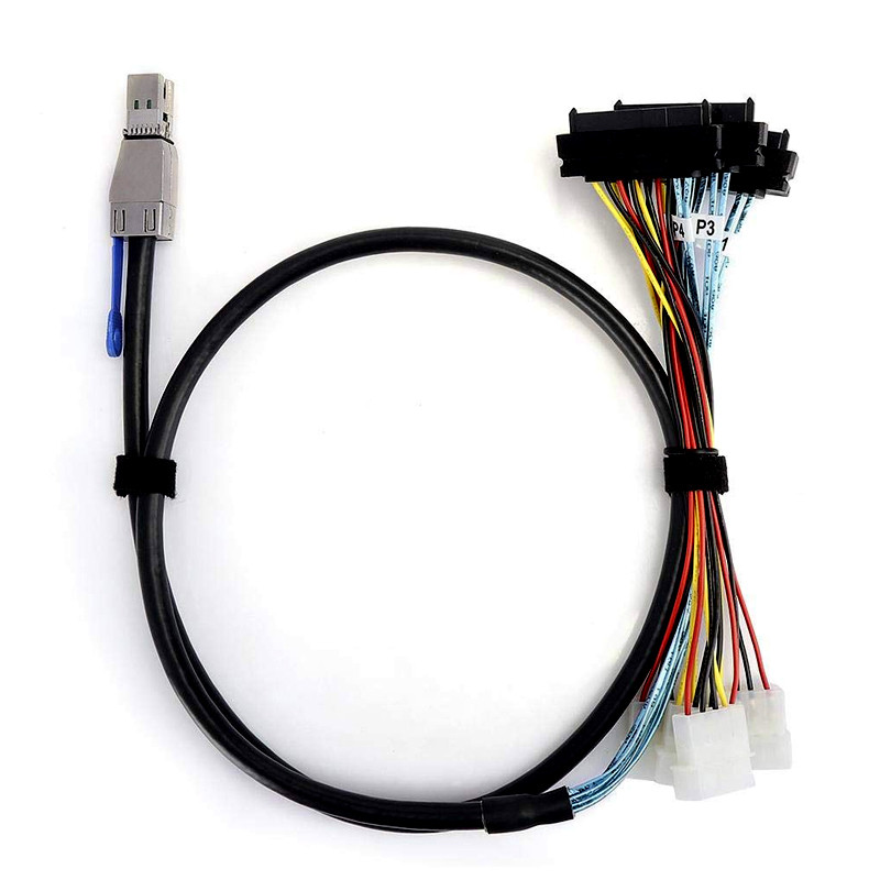کابل تبدیل Mini SAS SFF-8644 به چهار پورت SFF-8482 با برق 4 پین اسمارطور مدل SM242 طول 2 متر