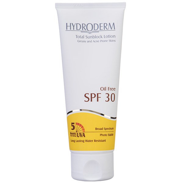 لوسیون ضد آفتاب هیدرودرم سری فاقد چربی SPF30 حجم 75 میلی لیتر