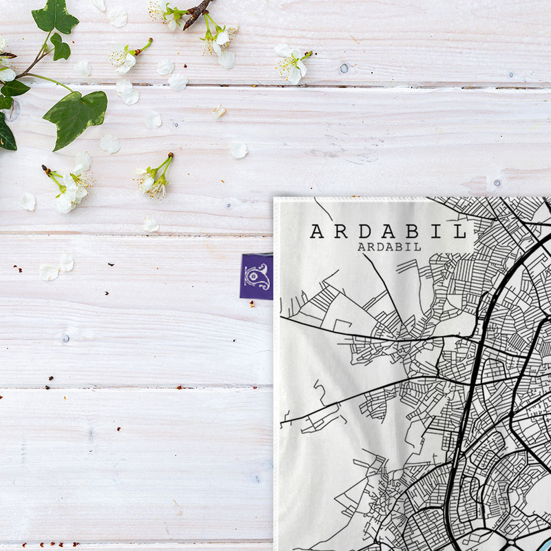 کاغذ کادو ترمه طراحان ایده مدل نقشه شهر اردبیل کد map0502 سایز 57x37 سانتی متر