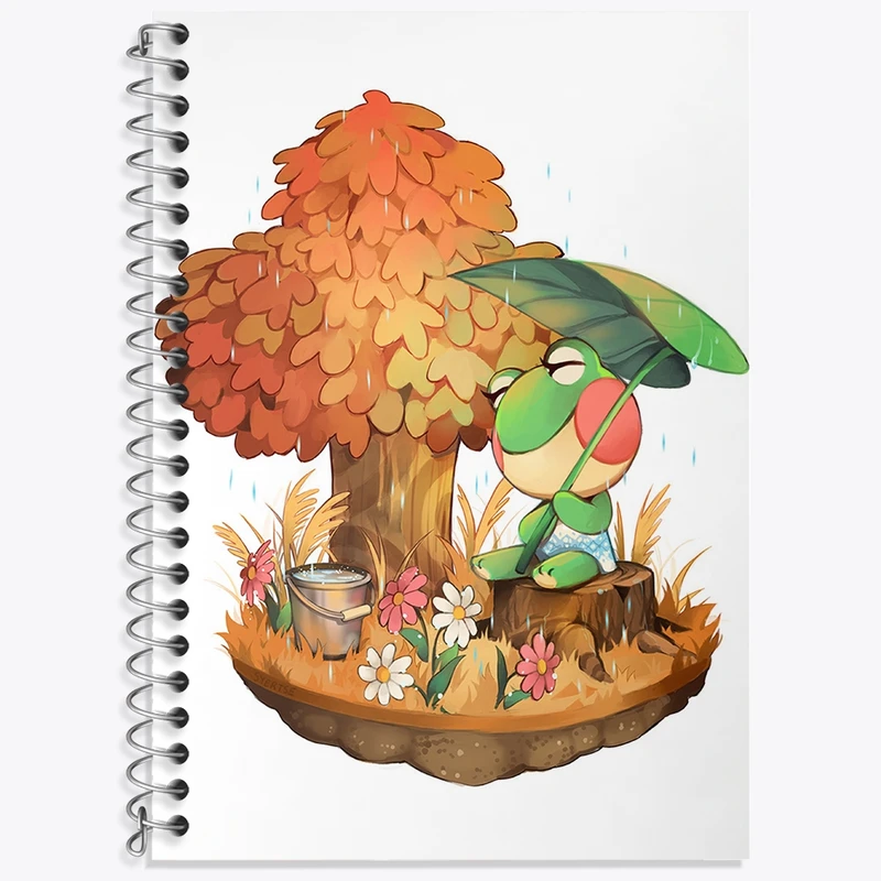 دفتر زبان 50 برگ خندالو مدل دو خط طرح بازی انیمال کراسینگ (Animal Crossing) کد 32638