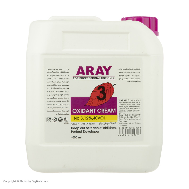 کرم اکسیدان آرای مدل 40Vol دورازده درصدی حجم 4000 میلی لیتر