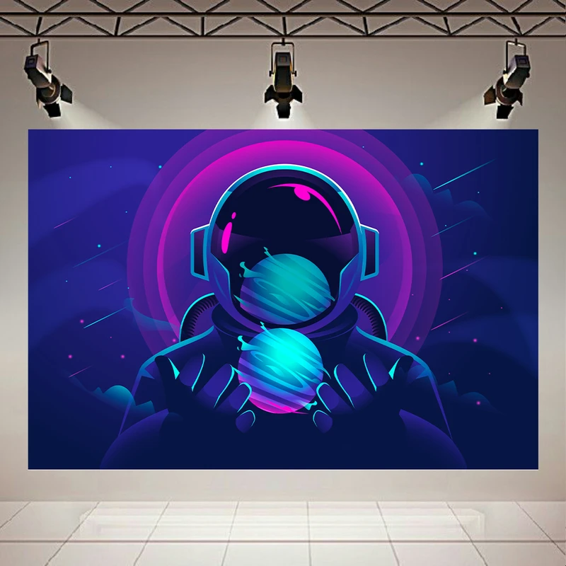  پوستر طرح مخمل فضانورد مدل سیاره درخشان کد AR303914