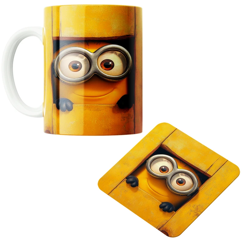 ماگ پاد آفرین مدل مینیون ها کد z228 به همراه زیر لیوانی