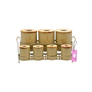 ست جای ادویه 8 پارچه بی.وی.کی مدل درب چوب Kk کد 863692