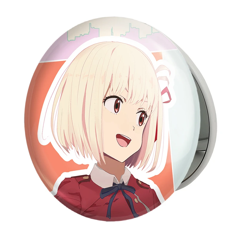 آینه جیبی خندالو طرح چیساتو انیمه لیکوریس ریکویل Lycoris Recoil مدل تاشو کد 23054 