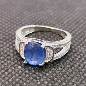 انگشتر نقره زنانه مدل سنگ یاقوت کبود آفریقایی کد 35