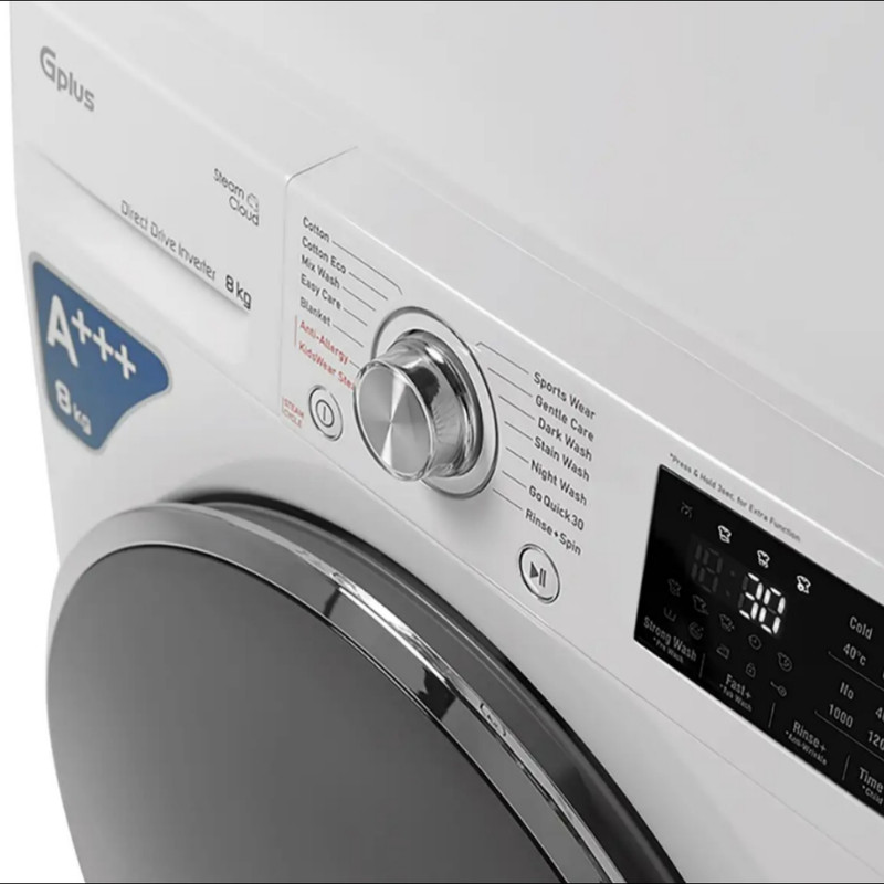 ماشین لباسشویی 8 کیلویی اتوماتیک جی پلاس مدل GWM-R808WN