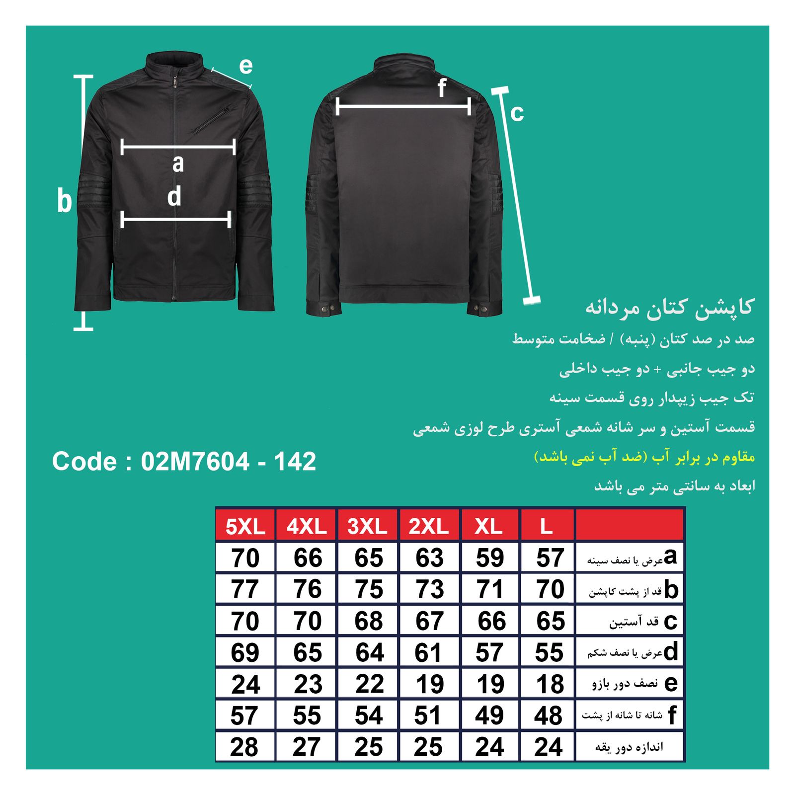 کاپشن مردانه پاتن جامه مدل کتان 111221010385846 رنگ مشکی -  - 12