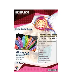 KING Glossy Photo Paper  A4-115gr-100 Sheets