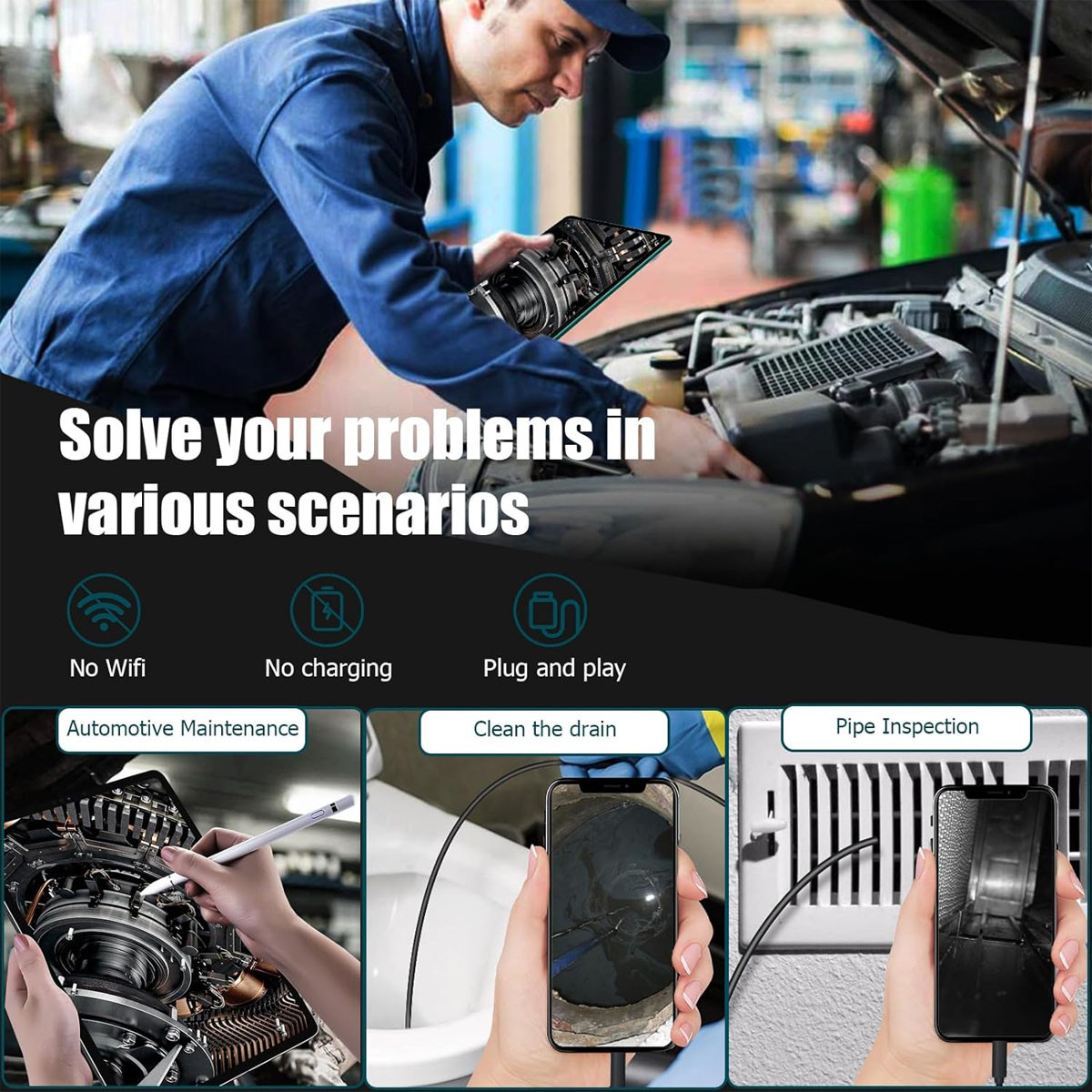 دستگاه تست لوله آب مدل 20Meters 5MP 360