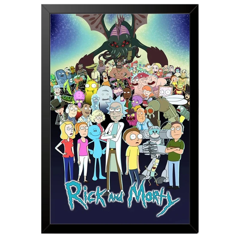 تابلو بکلیت طرح ریک و مورتی Rick and Morty مدل B-po2046 فریم مشکی