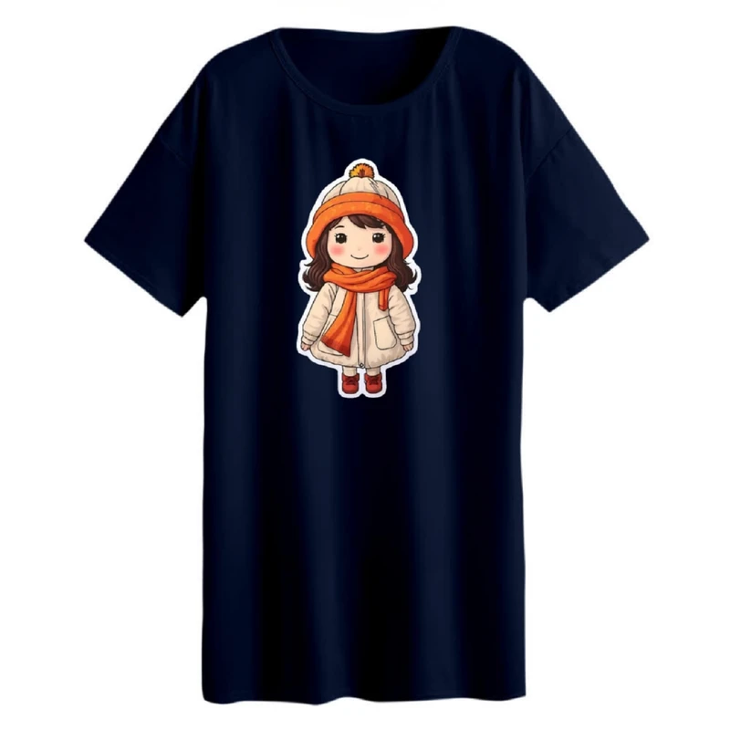 تی شرت لانگ زنانه مدل دختر پاییزی