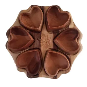 اردور خوری چوبی مدل قلبی کد 61 بسته 7 عددی