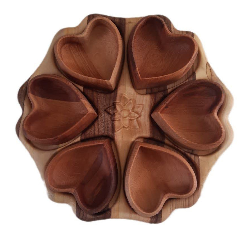 اردور خوری چوبی مدل قلبی کد 61 بسته 7 عددی
