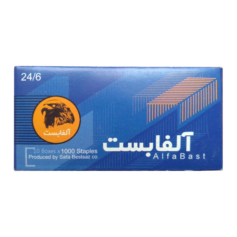 سوزن منگنه بست آلفا مدل سوزن منگنه آلفابست سایز 6x24 میلیمتر جعبه 10000عددی (10بسته 1000عددی)