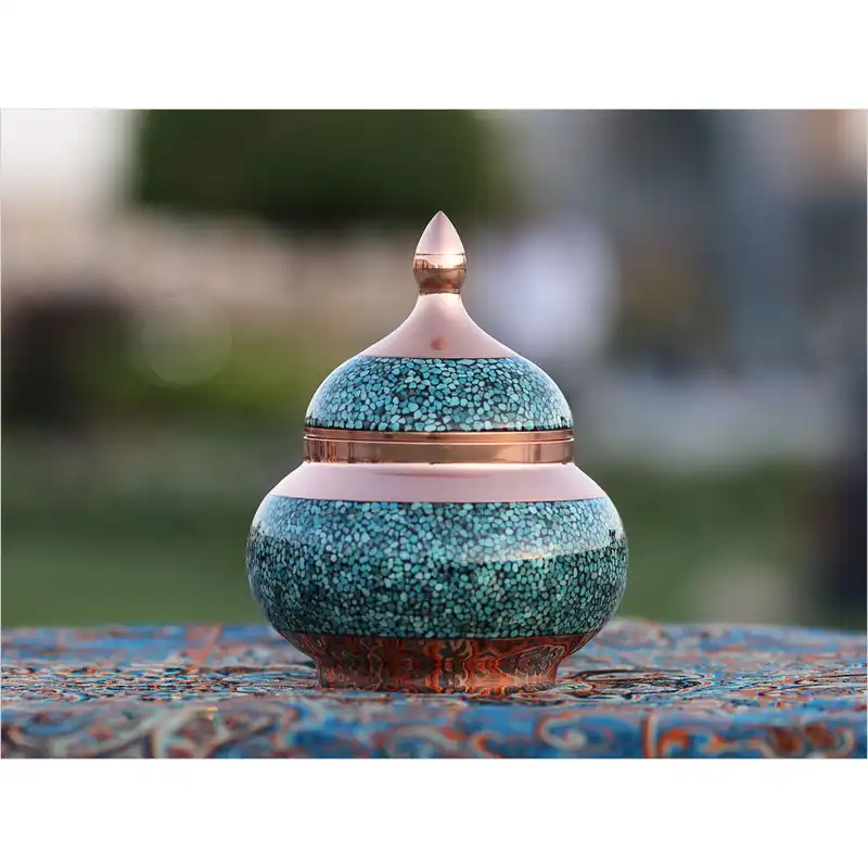 قندان فیروزه کوبی مسی کد kk102