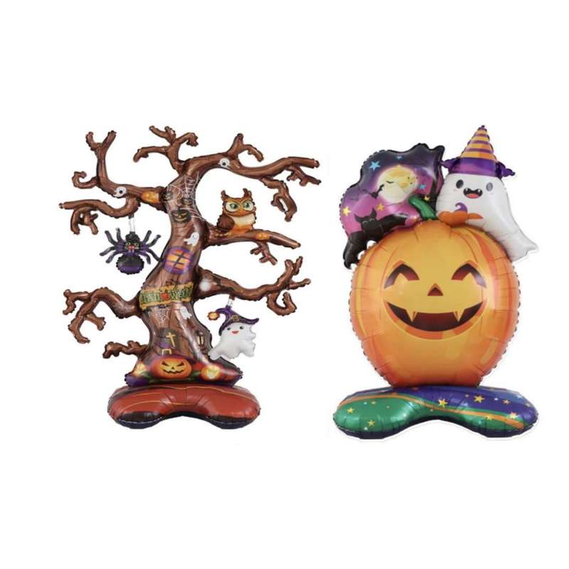 بادکنک فویلی طرح هالوین مدل درخت و کدو مجموعه 2 عددی