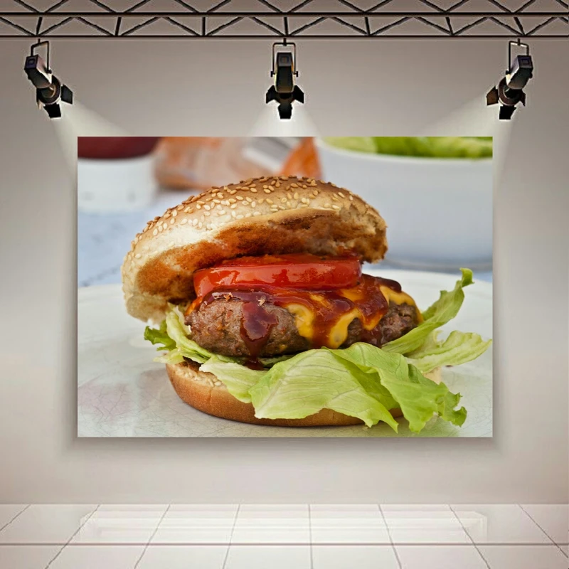 پوستر پارچه ای طرح فست فود مدل همبرگر کد SDP1430
