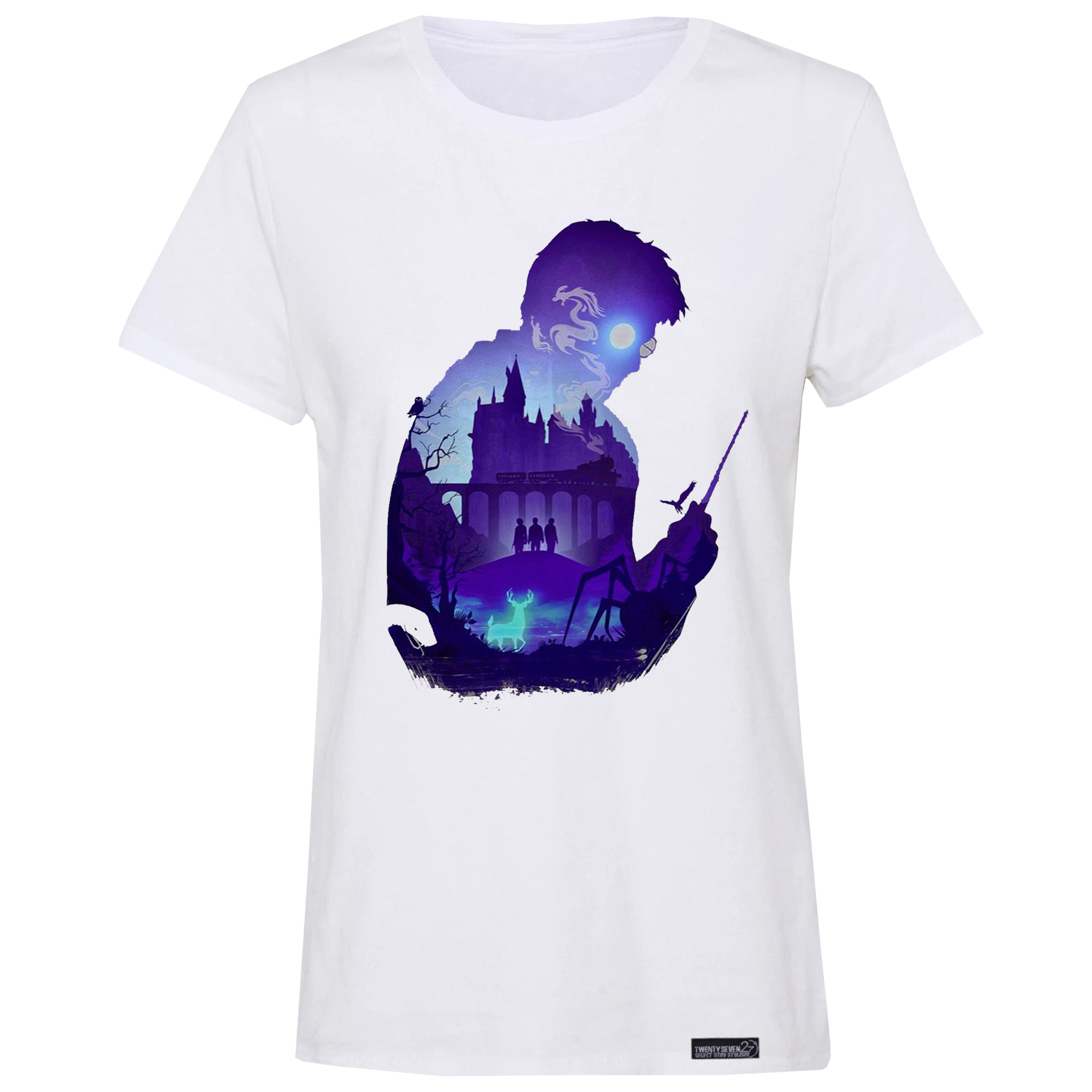 تی شرت آستین کوتاه زنانه 27 مدل Harry potter کد KV147 رنگ سفید