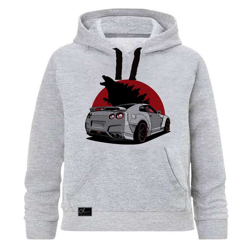   هودی پسرانه چاپیستا طرح ماشین کد J65 رنگ طوسی