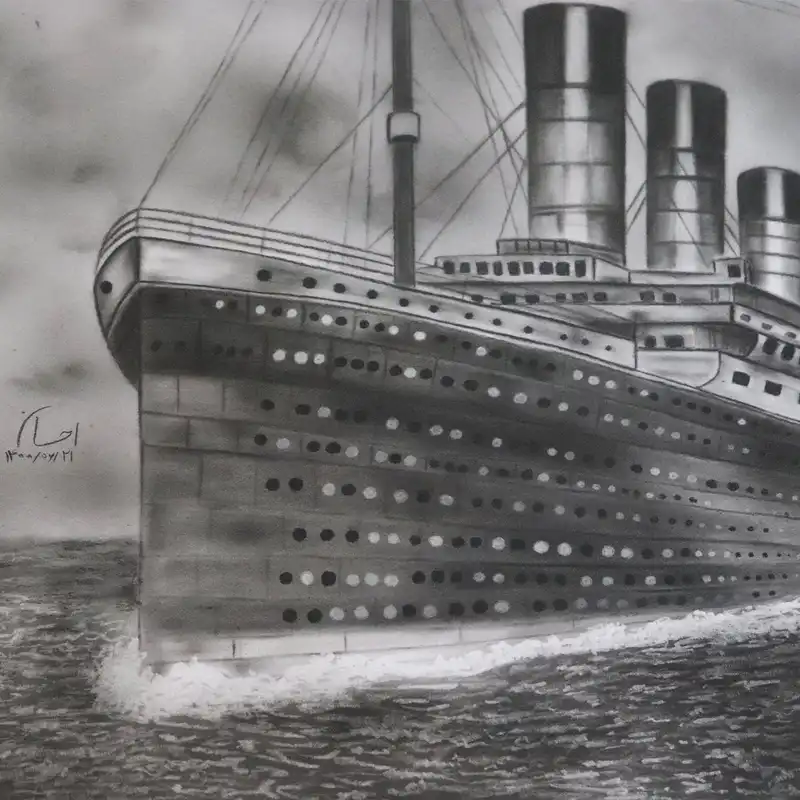 نقاشی سیاه قلم طرح کشتی تایتانیک مدل 24645