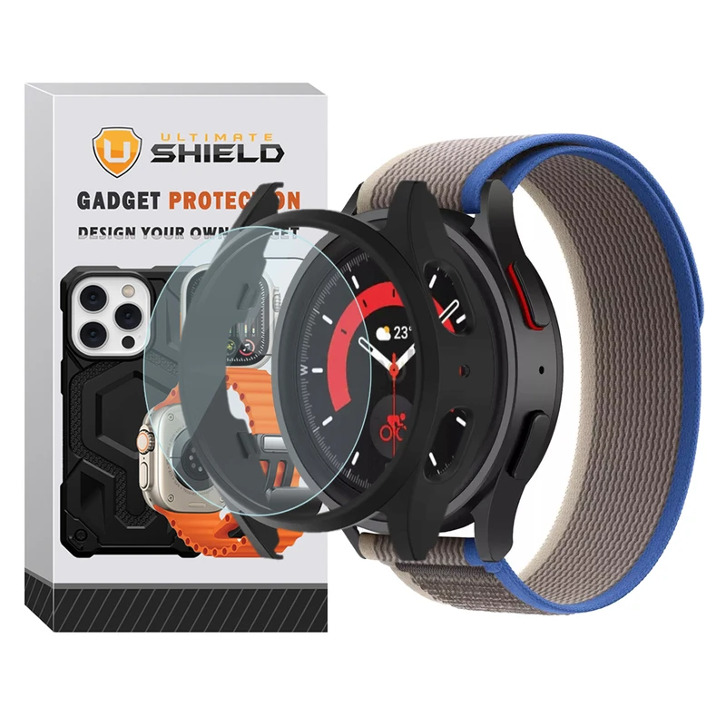 بند آلتیمیت شیلد مدل Trail GRD BK مناسب برای ساعت هوشمند سامسونگ Galaxy Watch 5 Pro 45mm به همراه کاور