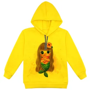 هودی دخترانه مدل دخترک F132 رنگ زرد