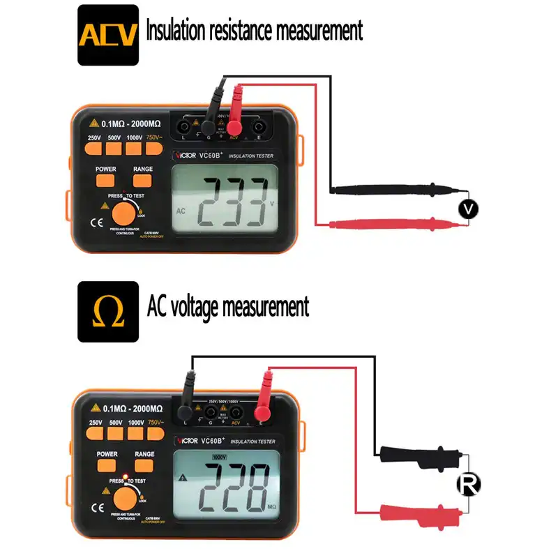 تستر مقاومت عایقی ویکتور مدل +VC60D