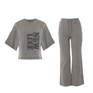 ست تی شرت آستین کوتاه و شلوار زنانه بنیس مدل نویا رنگ ملانژ