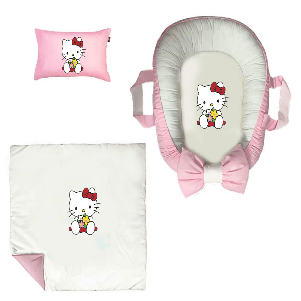 سرویس خواب سه تکه نوزاد ناریکو مدل گارد محافظ دار طرح کیتی کد 0270