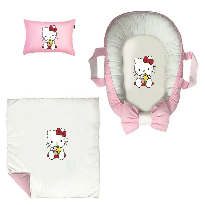 سرویس خواب سه تکه نوزاد ناریکو مدل گارد محافظ دار طرح کیتی کد 0270