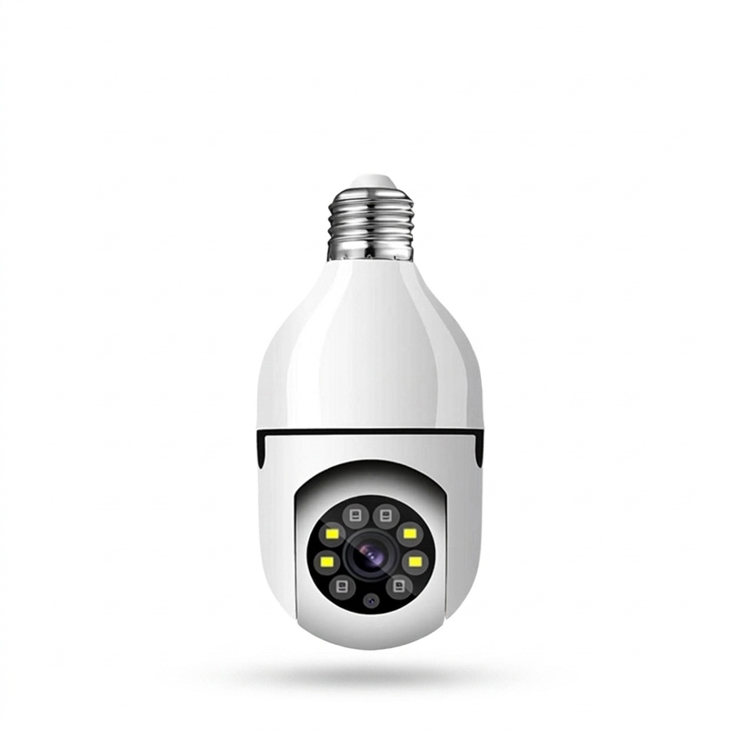 دوربین مداربسته تحت شبکه فضای بسته مدل V380 E27 بی‌سیم با لنز 2 مگاپیکسل، وضوح Full HD 1080، چرخش 360 درجه افقی و 90 درجه عمودی، دید در شب 20 متر و نصب آسان با سرپیچ لامپ برق شهری