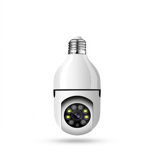 دوربین مداربسته تحت شبکه فضای بسته مدل V380 E27 بیسیم با لنز 2 مگاپیکسل، وضوح Full HD 1080، چرخش 360 درجه افقی و 90 درجه عمودی، دید در شب 20 متر و نصب آسان با سرپیچ لامپ برق شهری